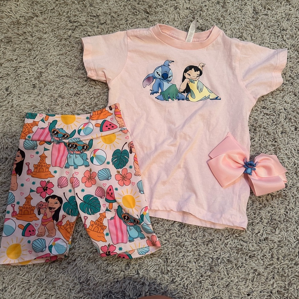 2 Toddler Lilo & Stitch toddler outfit & bow